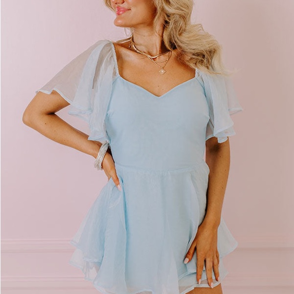 Elegant Light Blue Chiffon Dress
